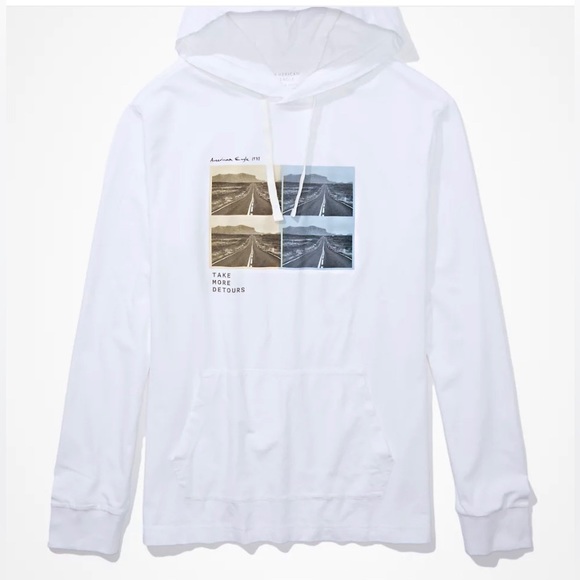 AE Long-Sleeve Logo Graphic Hoodie T-Shirt - Picture 1 of 1